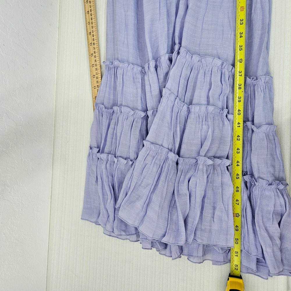 NWT Lavender Smocked Halter Maxi Dress Size L Tiered Ruffle beach peasant boho - Picture 10 of 11